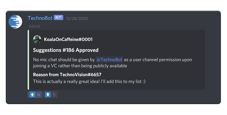 suggestions system interface